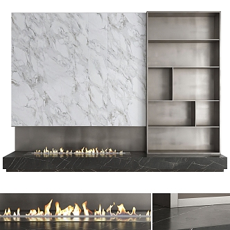 Modern TV background wall fireplace 3d model