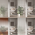 Modern glass brick glass partition 3d model