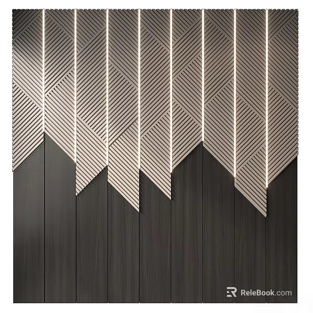 Herringbone Pattern Wooden Flooring with Light and Dark Stripe for Modern Interior Design 3d model 