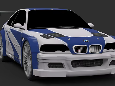 BMW Blue And White Race Car With Sporty Aerodynamic Design And Stylish Features 3d model