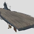 Aircraft Carrier With Long Flight Deck And Military Aircraft On Deck