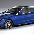 Blue Sporty Wagon Car With Sleek Exterior And Alloy Wheels Design