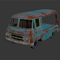 Rusty Blue And Red Vintage Truck With Open Bed Retro Design