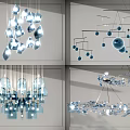 Decorative Modern Chandeliers With Blue Glass Balls And Various Hanging Styles