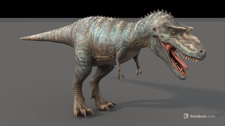 Realistic Reptile Dinosaur Model with Open Mouth Sharp Teeth and Scaly Skin 3d model 