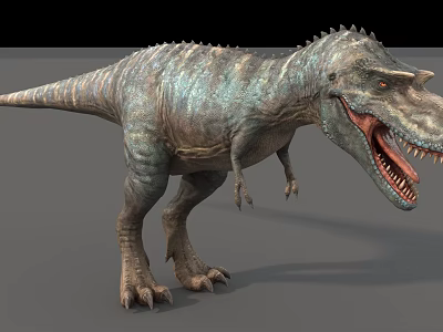 Realistic Reptile Dinosaur Model with Open Mouth Sharp Teeth and Scaly Skin 3d model