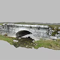 Arched Stone Bridge Structure With Stone Walls Grass Field And Small Stream 3d model