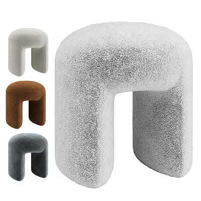 U Shaped Plush Stools in Multiple Colors for Modern Home Decor 3d model