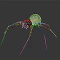 Futuristic Mechanical Spider With Metallic Structure Red Eyes And Gear Details