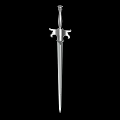 Silver Medieval Sword With Intricate Hilt Design And Sharp Blade On Black Background 3d model