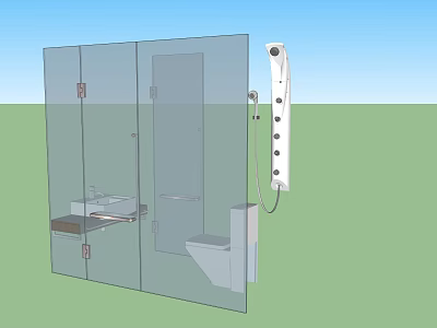 Modern Bathroom Interior With Transparent Glass Partition Washbasin Toilet And Shower Unit 3d model