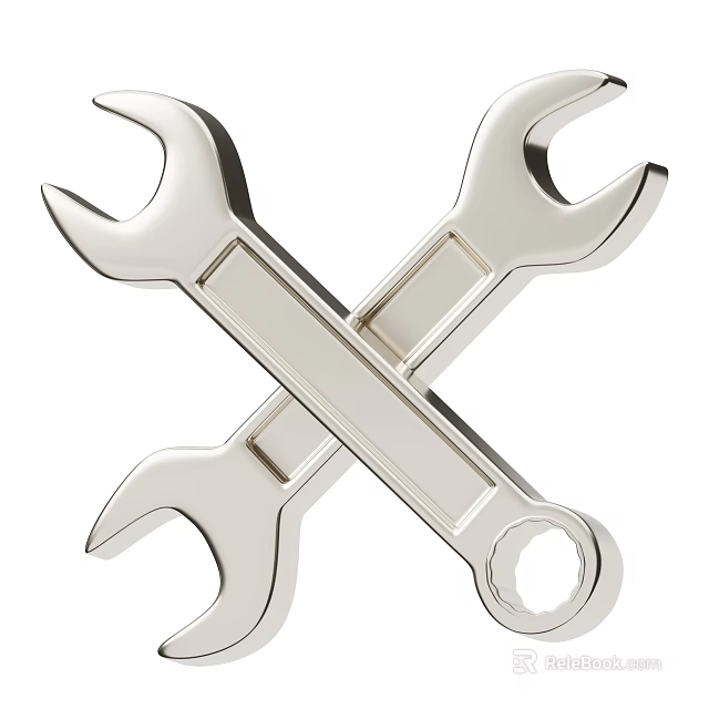 Industrial Equipment Crossed Chrome Plated Wrenches for Mechanical Repair Hand Tools 3d model 