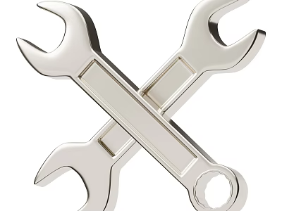 Industrial Equipment Crossed Chrome Plated Wrenches for Mechanical Repair Hand Tools 3d model