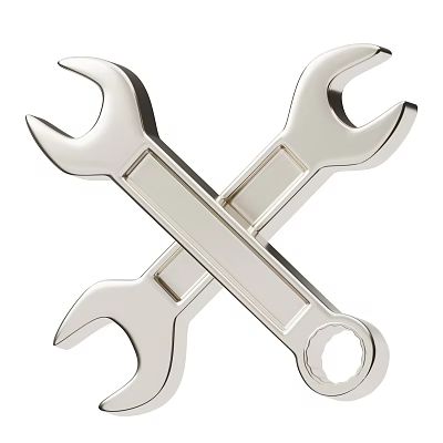 Industrial Equipment Crossed Chrome Plated Wrenches for Mechanical Repair Hand Tools 3d model