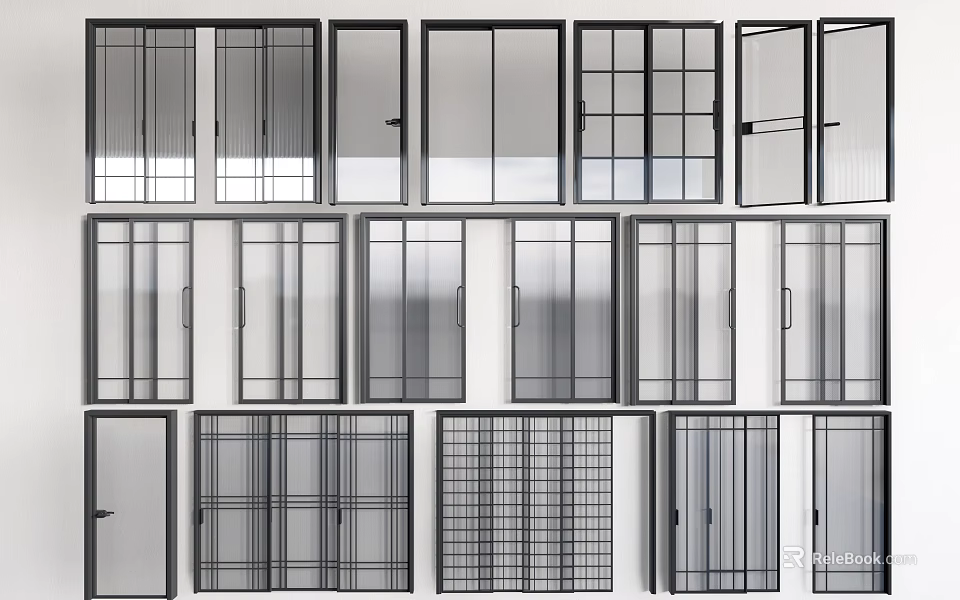 Casement Windows With Various Styles Grid Patterns Glass Options And Modern Frames 3d model 