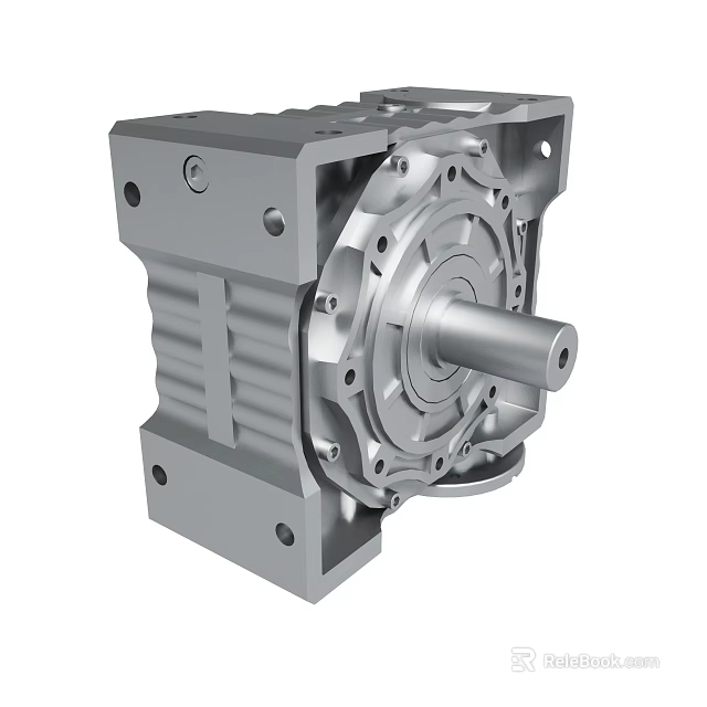 Mechanical Gearbox Unit With Metal Housing Central Shaft And Bolted Structure 3d model 