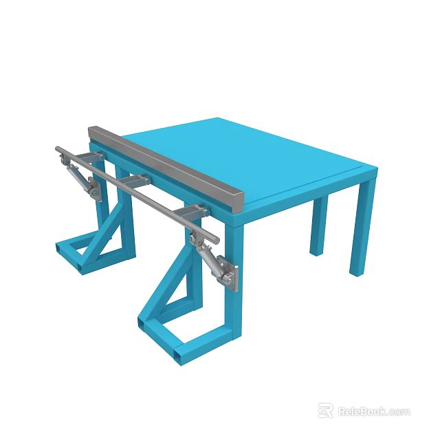 Sturdy Blue Workbench Equipment With Metal Frame And Solid Tabletop 3d model 