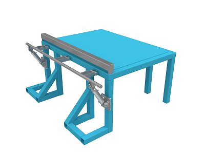 Sturdy Blue Workbench Equipment With Metal Frame And Solid Tabletop 3d model
