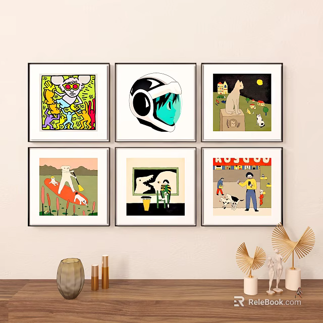 Colorful Art Prints Wall Decor with Various Styles and Home Decorative Elements 3d model