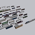 Modern train car vehicle lighting equipment facilities collection package 3d model