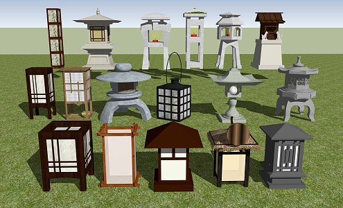 Japanese style landscape lamp landscape lamp garden lamp stone lamp floor lamp lawn lamp 3d model