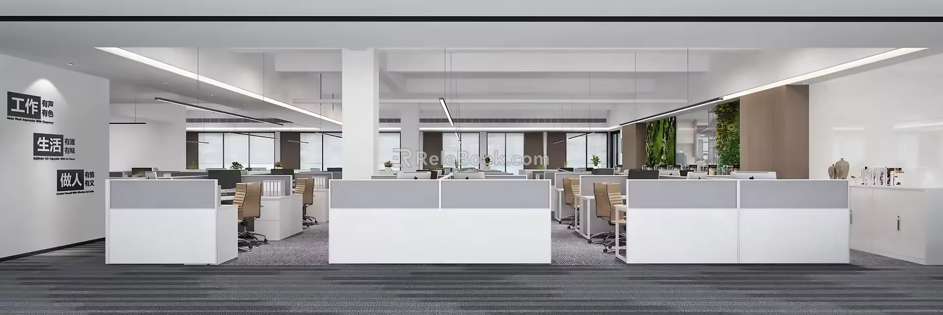 Modern open work area 3d model