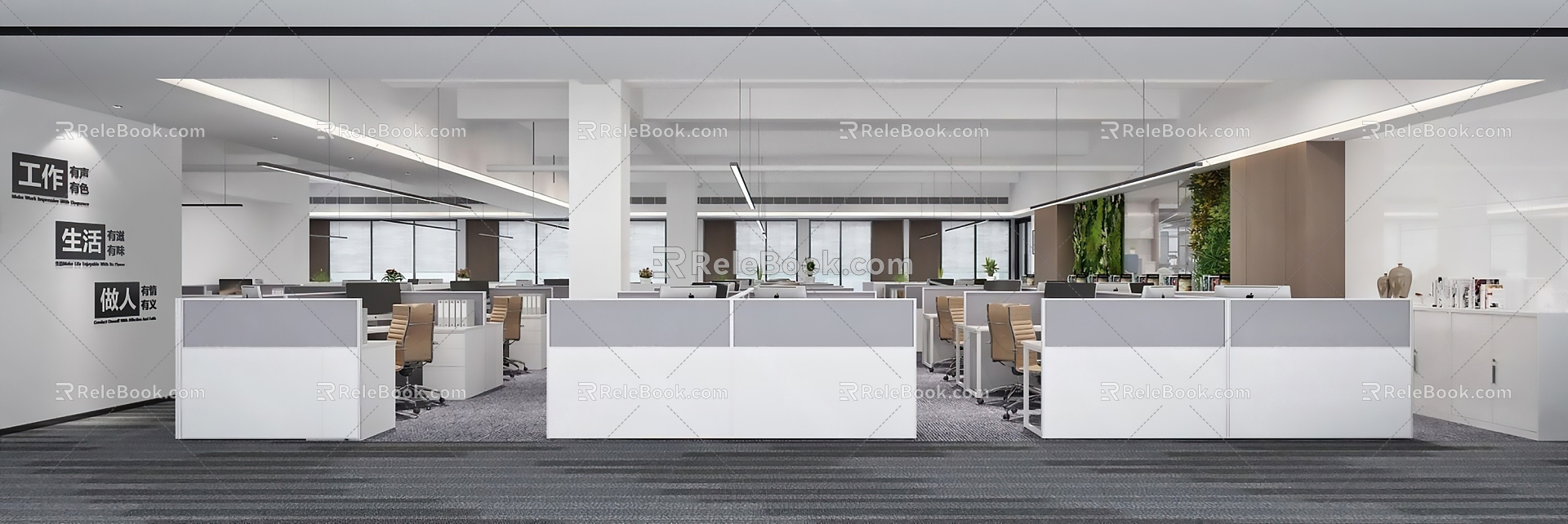 Modern open work area 3d model