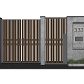 Modern Wooden Entrance Gate With House Number 333 Access Control And Welcome Sign