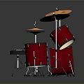 Professional Red Drum Set With Multiple Drums Cymbals And Stands For Music Performance 3d model