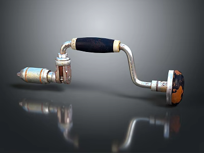 Old Metal Equipment With Black Handle And Rusty Connection Parts 3d model
