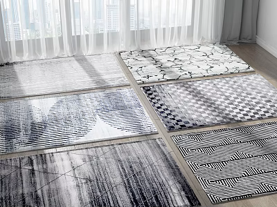 Modern Square Rugs with Geometric Patterns and Abstract Line Designs for Living Room 3d model
