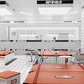 SEVENBUS Milk Tea Shop Modern Interior With White Tiled Walls Red Tables And Comfortable Seating Area