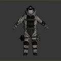 Sci Fi Tactical Character Wearing Camouflage Protective Suit With Helmet And Armor Gear
