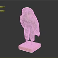 Ancient Bronze Eagle Statue with Green Patina on Square Wooden Base