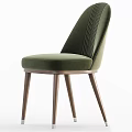 Modern Minimalist Accent Chair With Ribbed Green Beige Velvet Upholstery And Wooden Legs