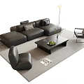 Modern Leather Sofa and Coffee Table Set With Accent Chair Floor Lamp Magazine And Carpet