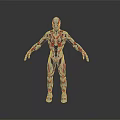 Game Movie Character 3D Model with Red Silver Armor Complex Design Standing Pose 3d model