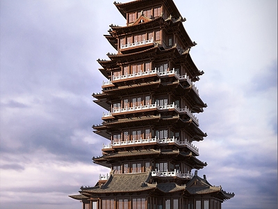 Seven-storey pagoda 3d model