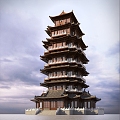 Seven-storey pagoda 3d model