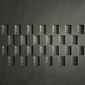 Gray Background Wall With Neatly Arranged Rectangular Grooves And Letters Decorative Design 3d model