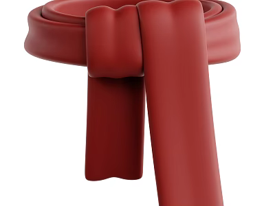 Red Knotted Decorative Object With Smooth Texture And Curled Design 3d model