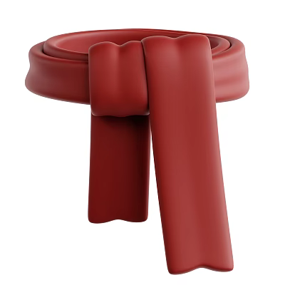 Red Knotted Decorative Object With Smooth Texture And Curled Design 3d model