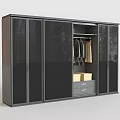 Modern Wardrobe With Glass Doors Hanging Clothes Drawers And Storage Boxes