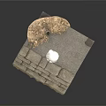 Ancient Damaged Stone Platform With Steps Pillar And Scattered Blocks 3d model