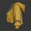Yellow Cropped Hoodie with Drawstrings and Black Striped Cuffs Fashionable Design