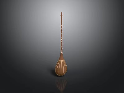 Long Handle Pear Shaped Brown Striped Wooden Household Decorative Item 3d model