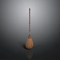 Long Handle Pear Shaped Brown Striped Wooden Household Decorative Item