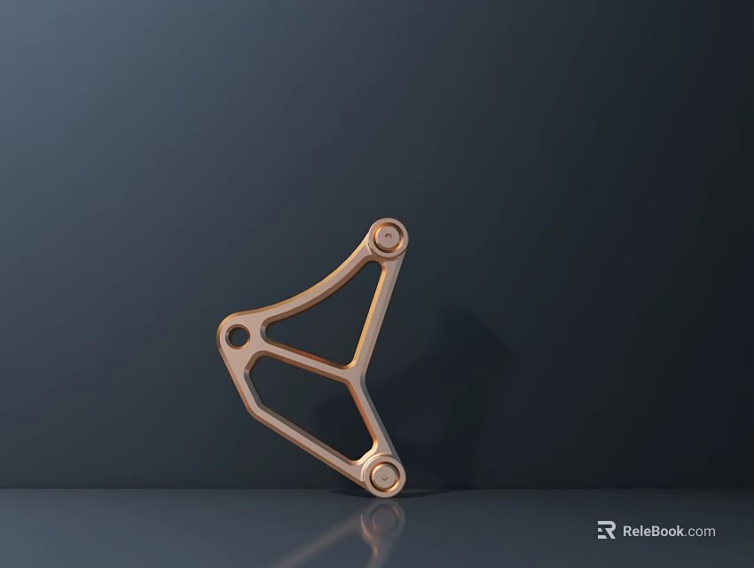 Metallic Sculpture Carving Featuring Geometric Shape Three Circular Joints On Dark Background Reflective Surface 3d model 