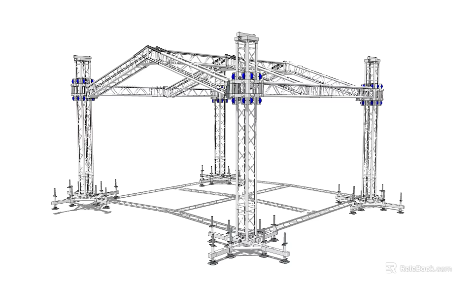 Industrial Equipment Metal Frame Structure Featuring Steel Beams And Support Pillars 3d model 