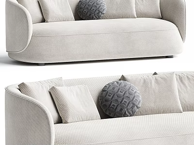Beige Upholstered Sectional Sofa With Gray Decorative Pillows And Modern Design 3d model